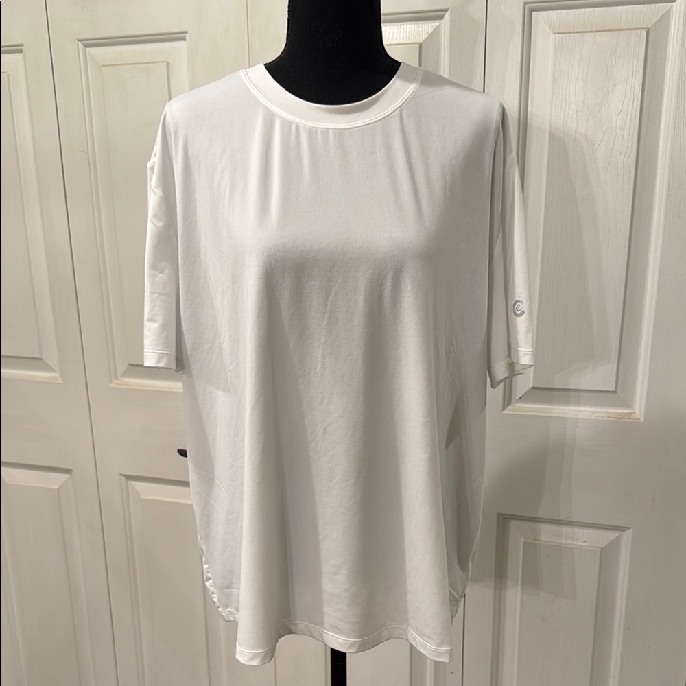 Calme by Johnny Was White Crewneck Cropped Tee XL